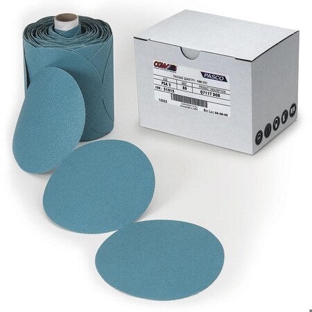 Cgw Abrasives Q711T Hook and Loop Disc, 5 in Dia, P80 Grit, Medium Grade, Aluminum Oxide Abrasive, Mylar Film Back 51267